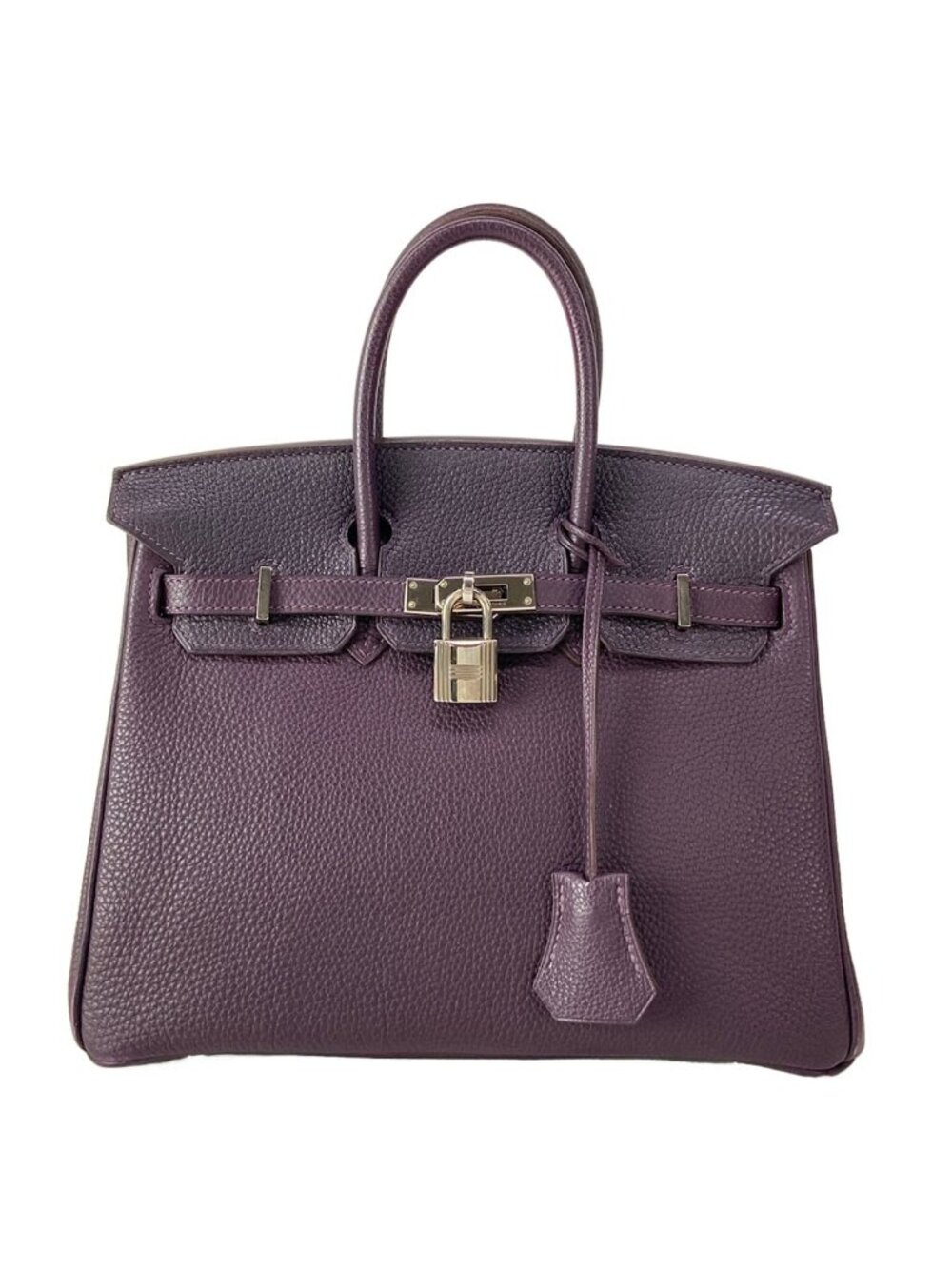 Authentic Hermès Mini Birkin 25 Raisin Purple togo leather silver hardware
